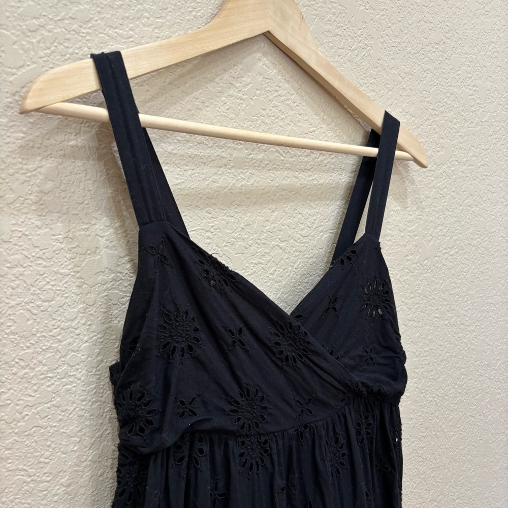 Zara Black Openwork Eyelet Embroidery Dress Size Medium - Picture 11 of 15
